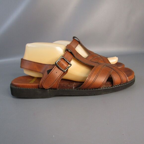 Vintage Kinsman Faux Leather Sandals Men's Size 11 Buckle Strap Open Toe Shoes - Picture 4 of 8